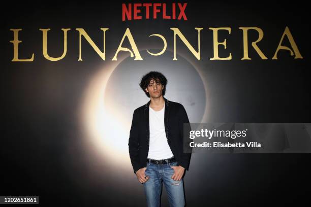Giorgio Belli attends the Netflix's "Luna Nera" Premiere photocall on January 28, 2020 at Horti Sallustiani in Rome, Italy.