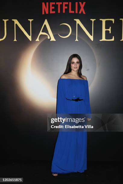 Gloria Carovana attends the Netflix's "Luna Nera" Premiere photocall on January 28, 2020 at Horti Sallustiani in Rome, Italy.