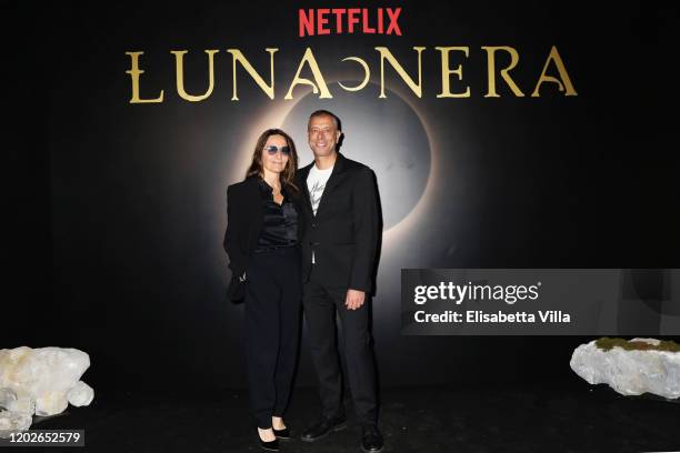 Maria Sole Tognazzi and Ivan Cotroneo attend the Netflix's "Luna Nera" Premiere photocall on January 28, 2020 at Horti Sallustiani in Rome, Italy.