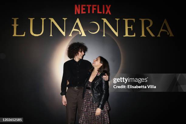 Filippo Scotti and Adalgisa Manfrida attend the Netflix's "Luna Nera" Premiere photocall on January 28, 2020 at Horti Sallustiani in Rome, Italy.