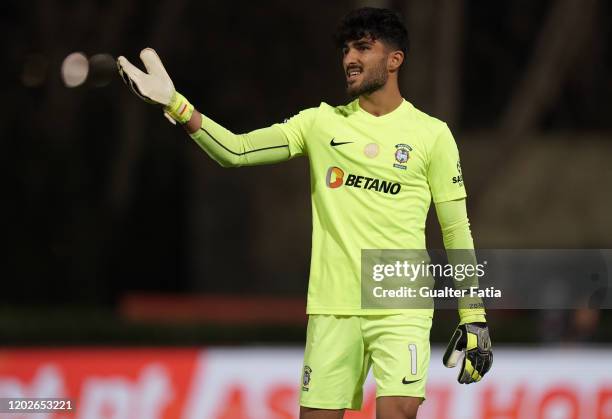 Amir Abedzadeh of CS Maritimo in action during the Liga NOS match between Belenenses SAD and CS Maritimo at Estadio Nacional on February 22, 2020 in...