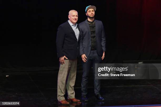 Managing Director of the NBA 2K League, Brendan Donohue poses for a photo with Zae after being drafted number nineteen overall by Hornets Venom GT...