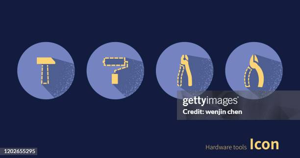 hardware tools,axe, paintbrush, pliers, icon. - clamp stock illustrations