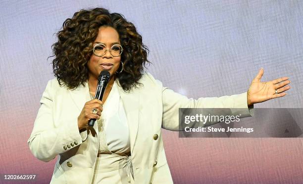 Oprah Winfrey speaks during Oprah's 2020 Vision: Your Life in Focus Tour presented by WW at Chase Center on February 22, 2020 in San Francisco,...
