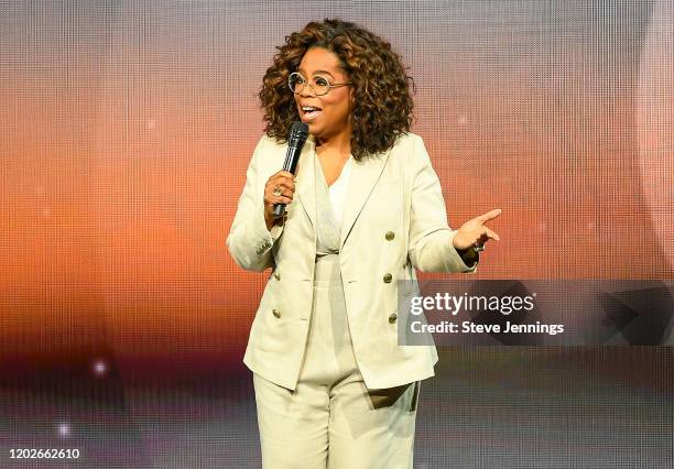 Oprah Winfrey speaks during Oprah's 2020 Vision: Your Life in Focus Tour presented by WW at Chase Center on February 22, 2020 in San Francisco,...