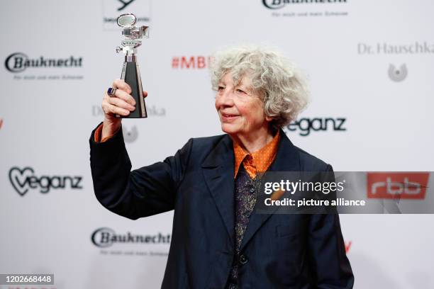 February 2020, Berlin: 70th Berlinale, Medienboard Party: Ulrike Ottinger with her award "Berlinale Kamera" at the Medienboard Party in the Hotel The...