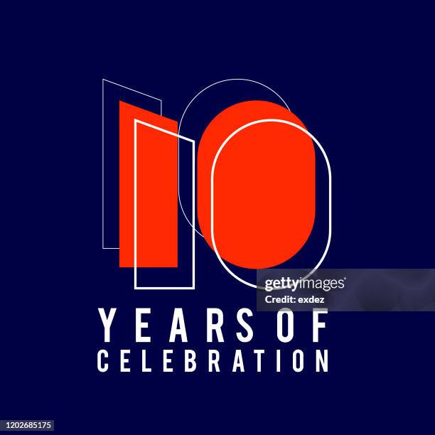 stockillustraties, clipart, cartoons en iconen met 10 jaar verjaardag - 10 years