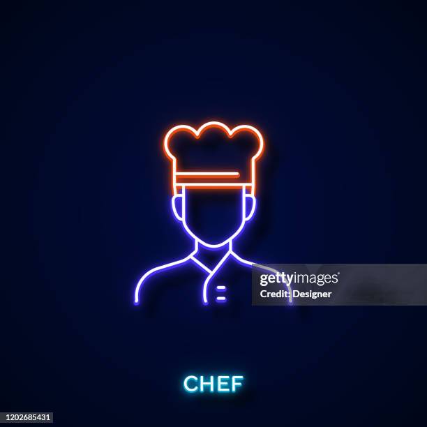 chef neon style, design elements - kitchen lighting stock illustrations
