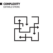 Complexity Line Icon, Outline Vector Symbol Illustration. Pixel Perfect, Editable Stroke.