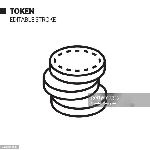 token-linien-symbol, umriss-vektor-symbol-illustration. pixel perfekt, editierbarer strich. - wertmünze stock-grafiken, -clipart, -cartoons und -symbole