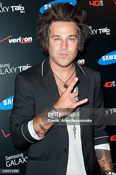 Musician Ryan Cabrera arrives at the Samsung Galaxy Tab 10.1 launch party at The Beverly on August 2, 2011 in Los Angeles, California.