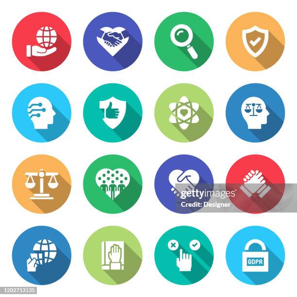 simple set of business ethics related vector flat icons. symbol collection - obedience stock illustrations