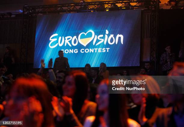 Viewers watch the 2020 Eurovision Song Contest national selection show, broadcasted by STB and UA:Pershyi TV channels, in Kyiv, Ukraine, on 22...