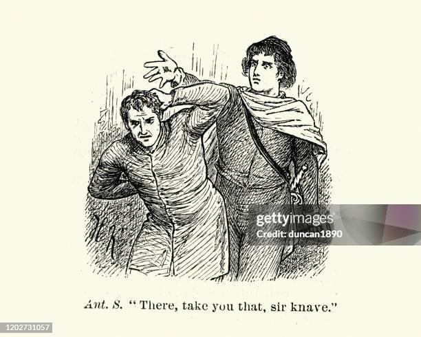 comedy of errors, there, take you that, sir knave. shakespeare - hazing stock illustrations