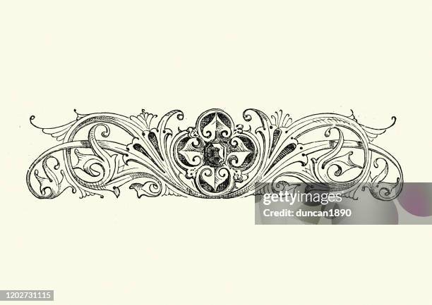 design element, jewel amoung swirls - filigree stock illustrations