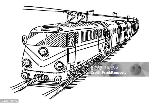 train transportation drawing - locomotive stock illustrations