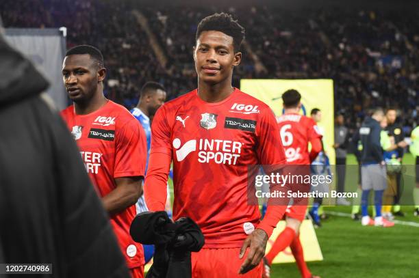 Bongani ZUNGU of Amiens during the Ligue 1 match between RC Strasbourg and Amiens SC at Stade de la Meinau on February 22, 2020 in Strasbourg, France.