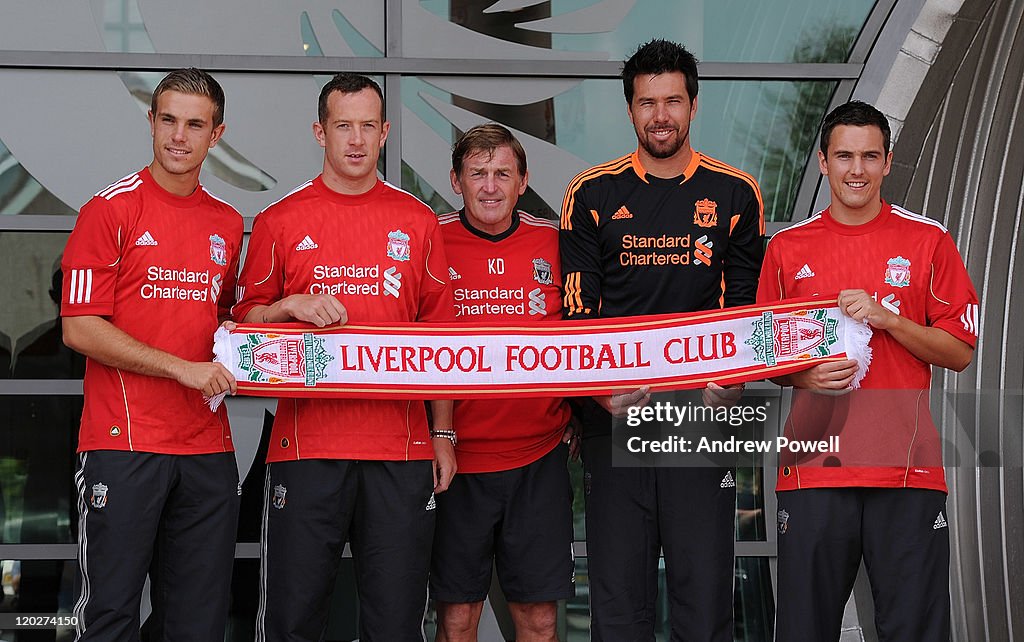 Liverpool FC Present New Signings Charlie Adam, Alexander Doni, Stewart Downing and Jordan Henderson