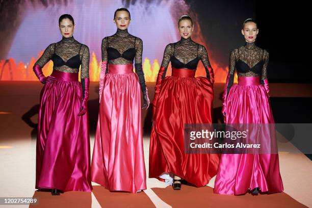 Spanish models Martina Klein, Veronica Blume, Judit Masco and Vanesa Lorenzo walk for Andres Sarda fashion show during the Mercedes Benz Fashion Week...