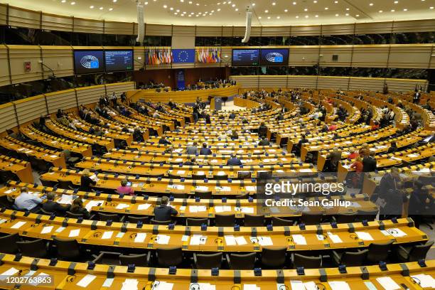The European Parliament meets for a session in which it is to approve the Brexit deal on January 29, 2020 in Brussels, Belgium. The United Kingdom is...