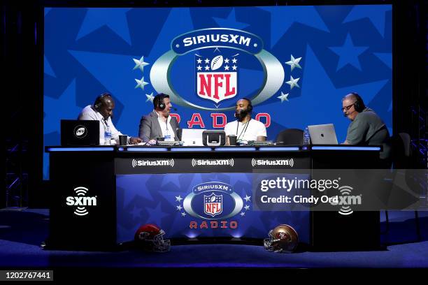 SiriusXM host Solomon Wilcots, SiriusXM host David Diehl, Former NFL player DeAngelo Hall, and SiriusXM host Charlie Weis speak onstage during day...