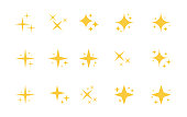 Super set of stars sparkle icon. Bright firework, decoration twinkle, shiny flash. Glowing light effect stars and bursts collection. Vector graphic design