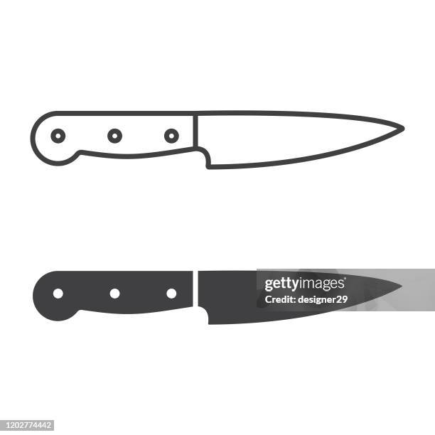 ilustraciones, imágenes clip art, dibujos animados e iconos de stock de icono de cuchillo de cocina. - cuchillo