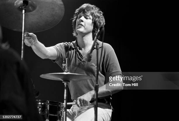 Drummer Chris Frantz of Talking Heads performs at the Agora Ballroom on October 7, 1978 in Atlanta, Georgia.