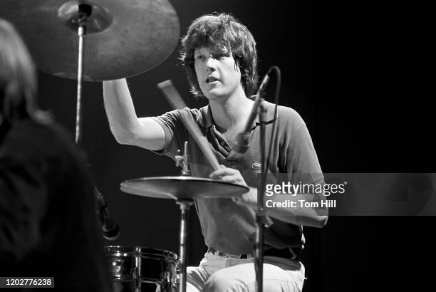 Drummer Chris Frantz of Talking Heads performs at the Agora Ballroom on October 7, 1978 in Atlanta, Georgia.