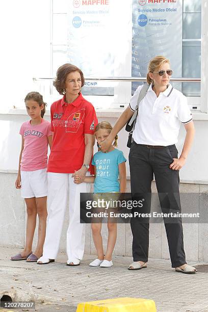 Queen Sofía , Victoria Federica Marichalar , Irene Urdangarin , Cristina de Borbon attend the 30th Copa del Rey Audi Mapfre Sailing Cup day 2 on...