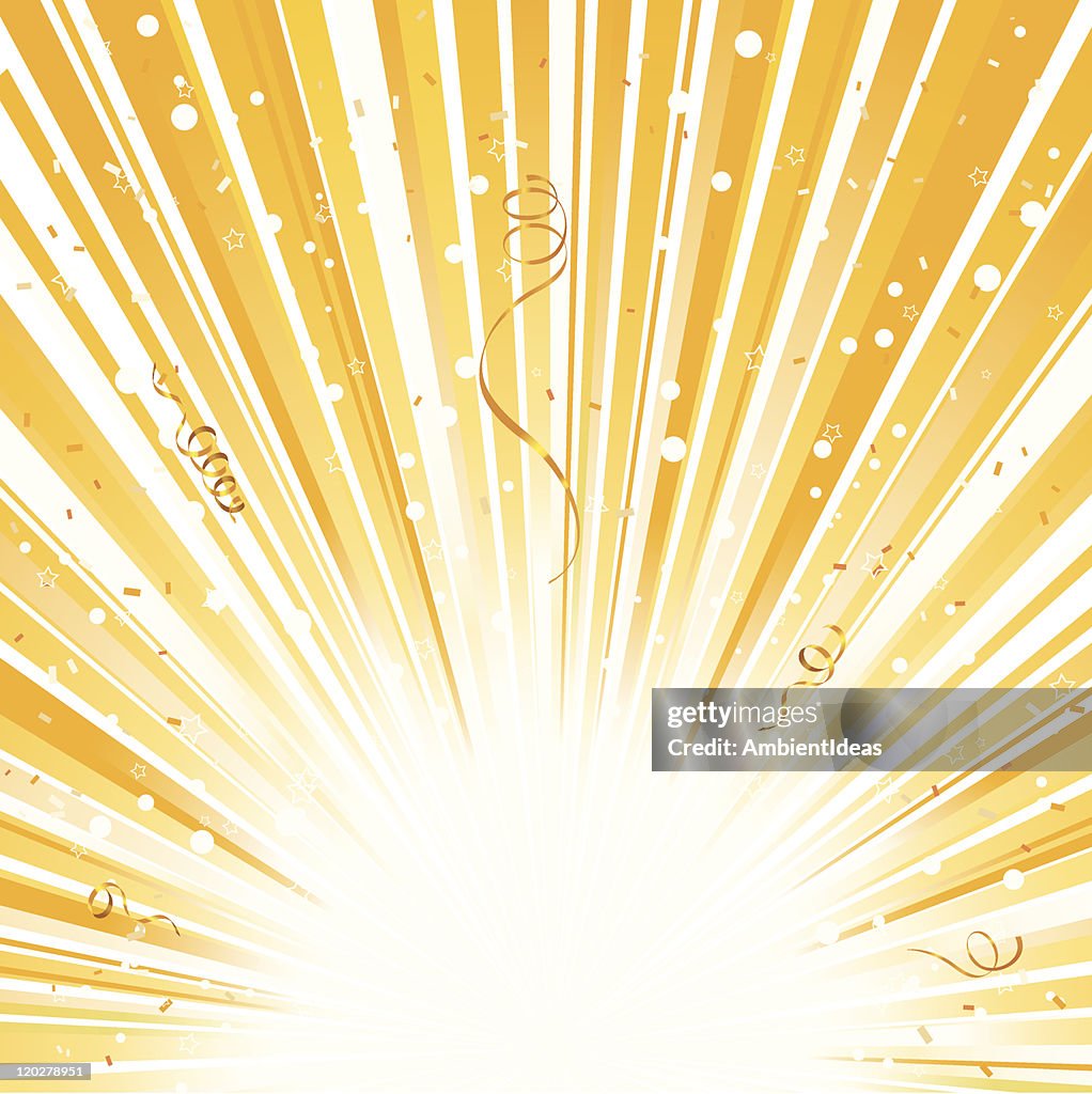 Explosion De Lumière Jaune Dor Avec Ruban Et Confetti Illustration - Getty  Images