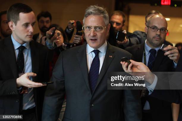 Followed by members of the media, Joseph Bondy, attorney of Rudy Giuliani associate Lev Parnas, arrives at the U.S. Capitol Visitor Center prior to...