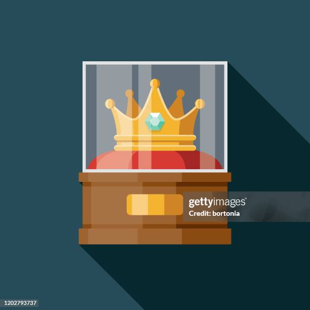crown in display case museum icon - display cabinet stock illustrations