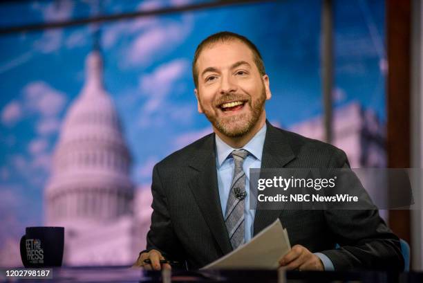 Pictured: -- Moderator Chuck Todd appears on Meet the Press" in Washington, D.C., Sunday, Feb. 23, 2020.