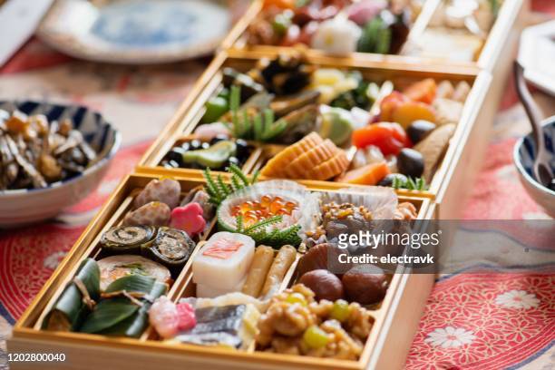 japanese new year's food - new year japan stock pictures, royalty-free photos & images