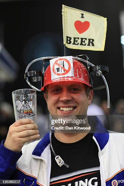 Mike Buckley gestures at the CAMRA Great British Beer festival on August 3, 2011 in London, England. The 5-day event is Britain's largest beer...