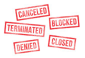Rubber Stamps Canceled Denied Closed Terminated Blocked