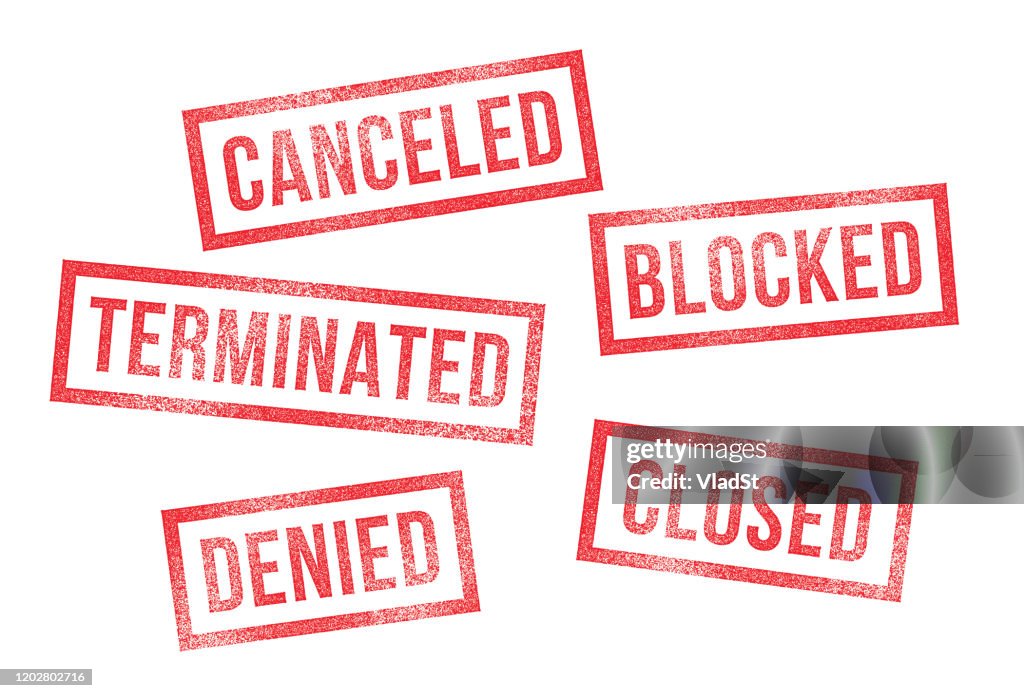 Rubber Stamps Canceled Denied Closed Terminated Blocked