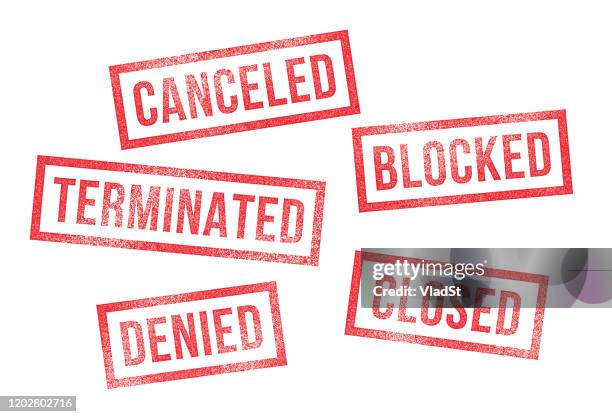 rubber stamps canceled denied closed terminated blocked - cancel stock illustrations