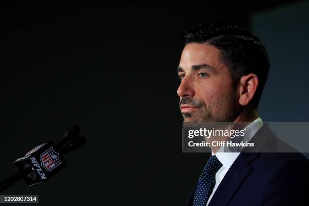 Chad Wolf, acting Secretary of Homeland Security, speaks to the media during a press conference prior to Super Bowl LIV at the Hilton Miami Downtown...