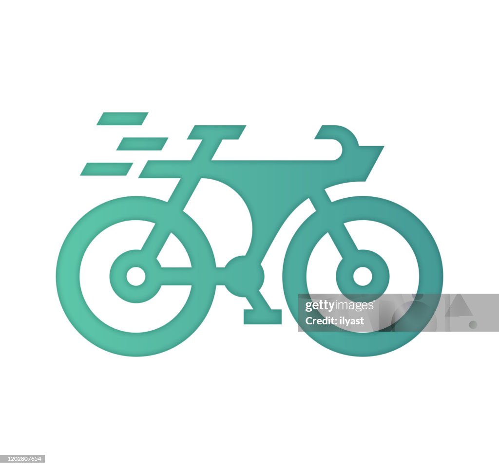 Bicycle Market Gradient Color & Papercut Style Icon Design
