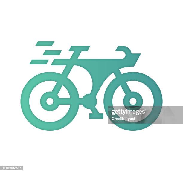 bicycle market gradient color & papercut style icon design - riding motorbike stock illustrations
