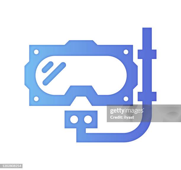 diving deeper gradient color & papercut style icon design - diving mask isolated stock illustrations