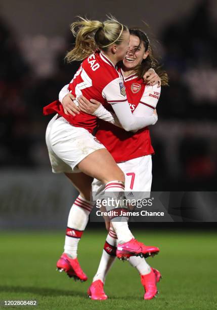 Danielle Van De Donk of Arsenal celebrates with Beth Mead of Arsenal after scoring her team's second goal during the FA Women's Continental League...