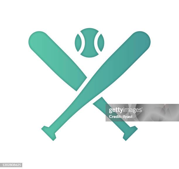 baseball analytics gradient color & papercut style icon design - sports bat stock illustrations