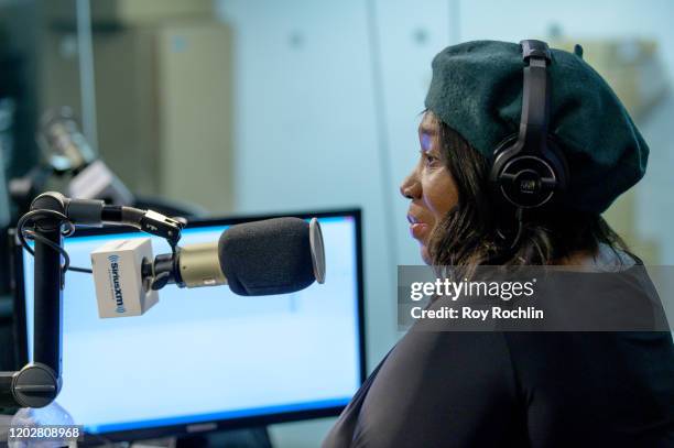 Host Bevy Smith as Karamo Brown visits SiriusXM Studios on January 29, 2020 in New York City.