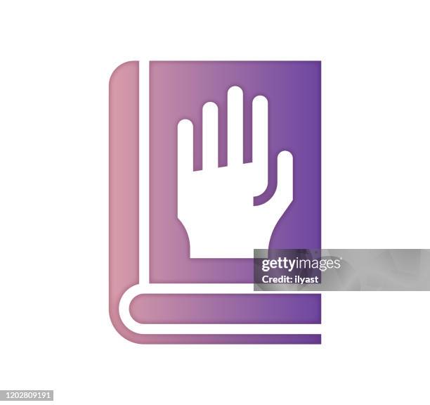 sworn testimony gradient color & papercut style icon design - oath stock illustrations