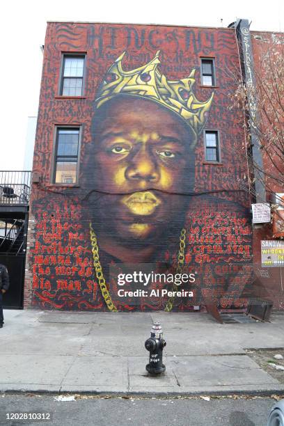 January 29: Overall view of a mural of Rapper The Notorious B.I.G. Near his childhood home on January 29, 2020 in the New York City borough of...