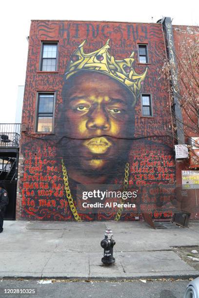 January 29: Overall view of a mural of Rapper The Notorious B.I.G. Near his childhood home on January 29, 2020 in the New York City borough of...