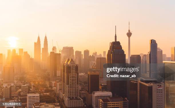 panoramic view of kuala lumpur skyline. - malaysia skyline stock pictures, royalty-free photos & images